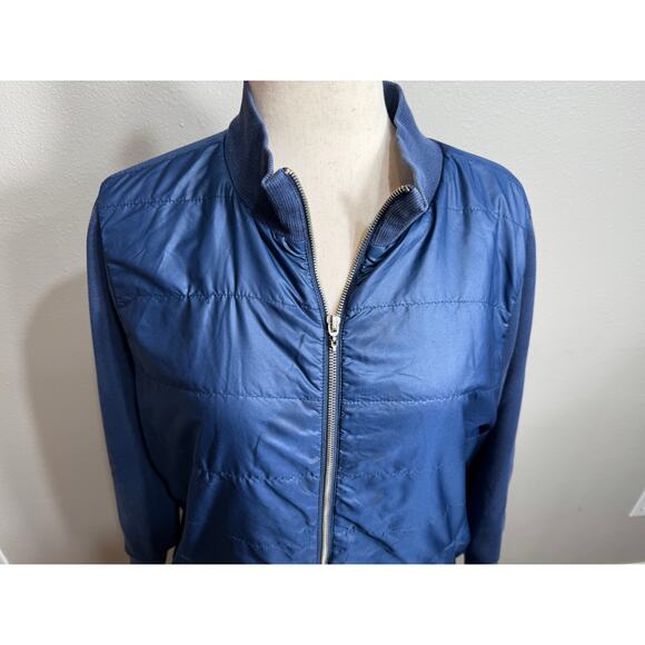 Chico's Zenergy jacket blue quilted knit cuffs & adjustable hemline  Sz 3 US XL - Picture 2 of 10